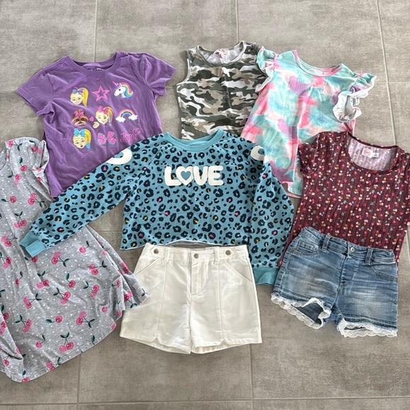 Other - 8 Piece Girl's Size 7-8 Mix & Match Tops, Shorts, Dress Bundle - Gently Worn
